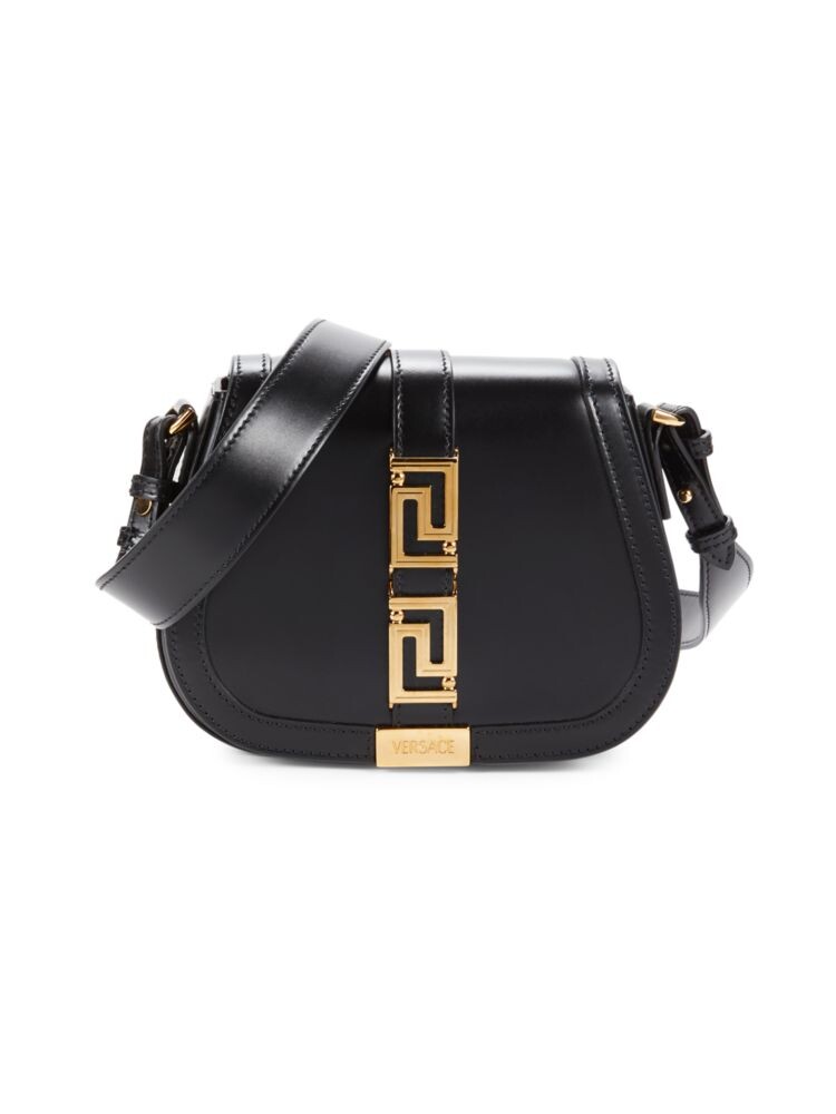 

Маленькая кожаная сумка через плечо Greca Versace, цвет Black Gold