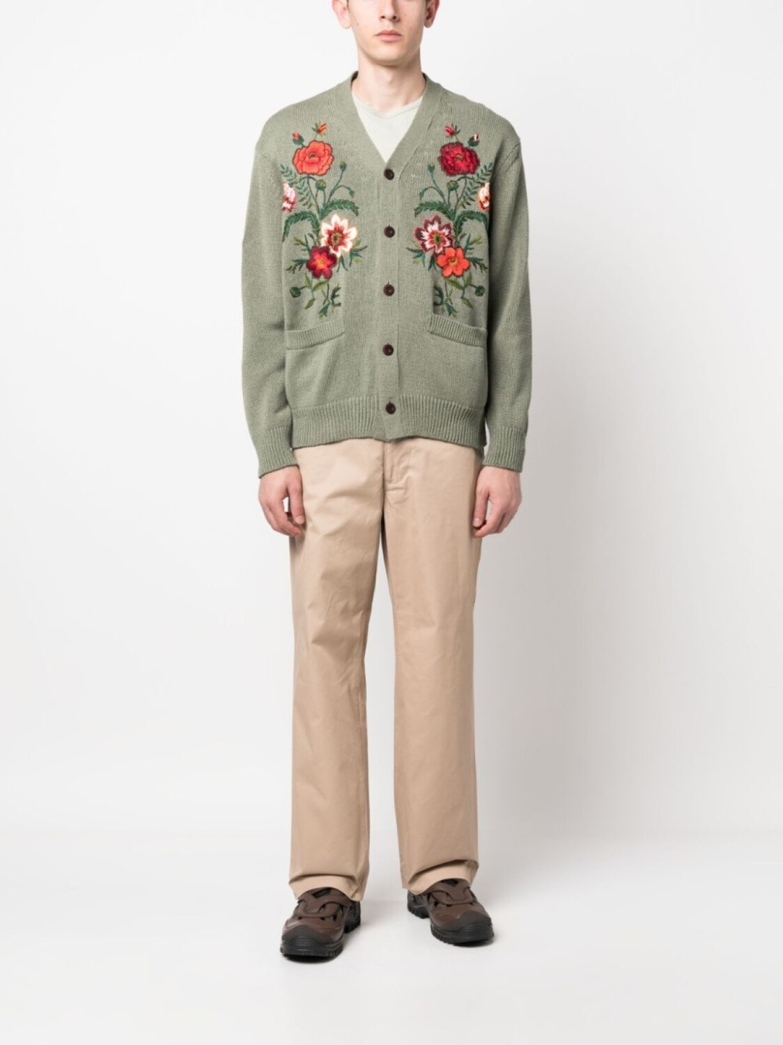 

Junya Watanabe MAN кардиган с вышивкой, зеленый