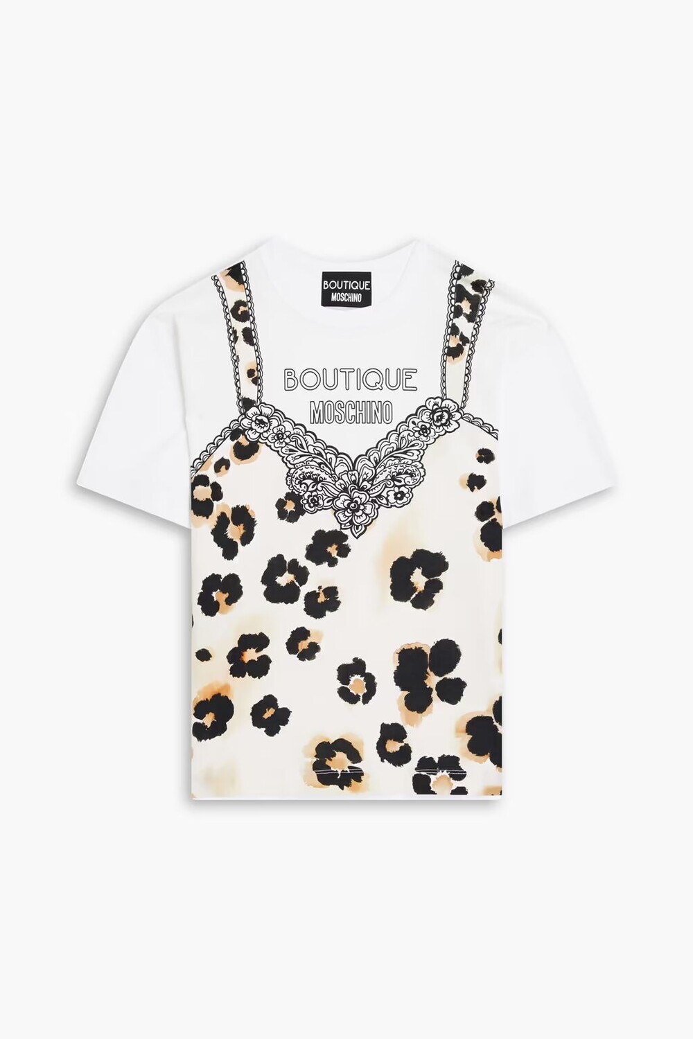 

Футболка из хлопкового джерси с принтом Boutique Moschino, крем