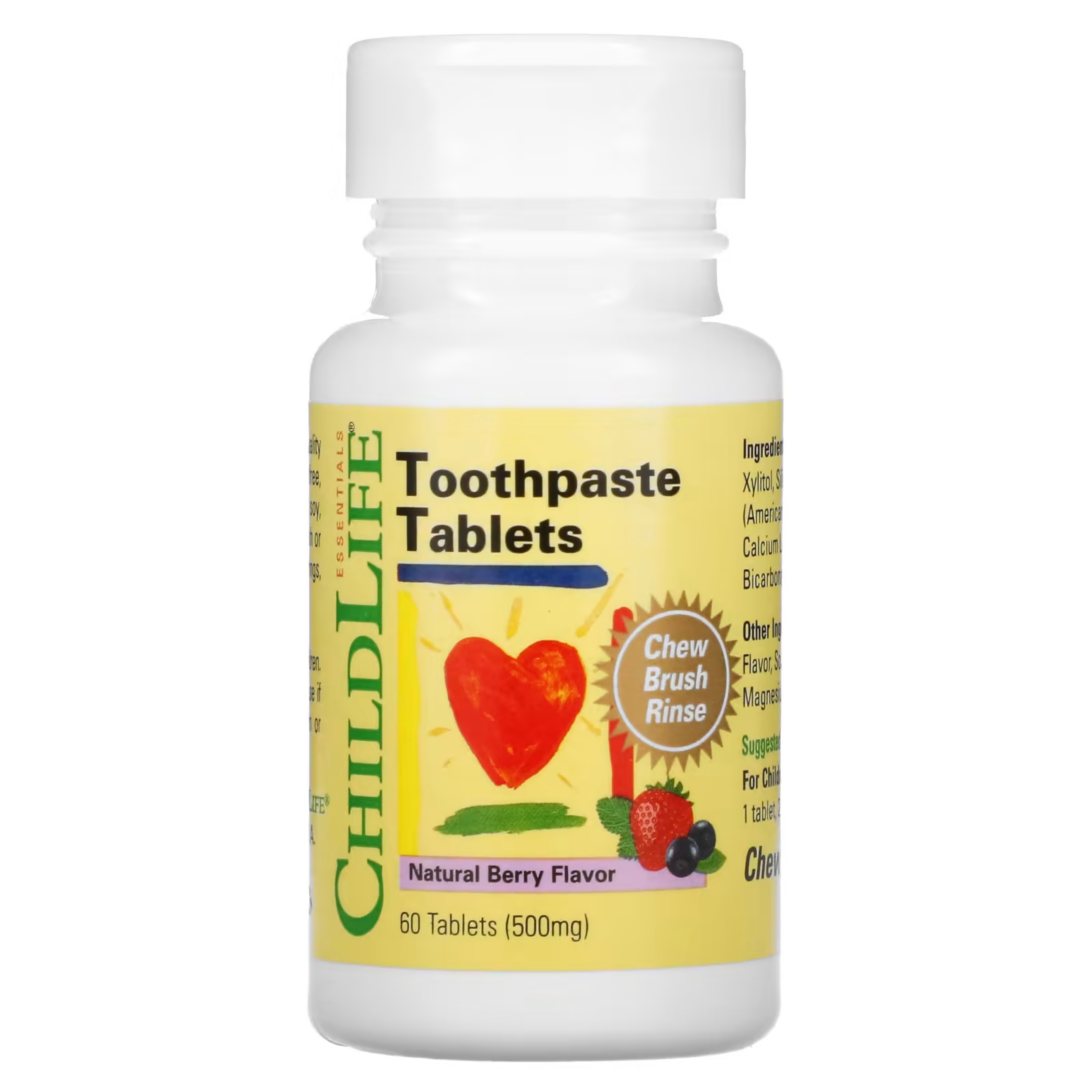 Таблетки ChildLife Essentials Natural Berry с зубной пастой, 60 таблеток culturelle пробиотики иммунная защита ягодный вкус 28 жевательных таблеток