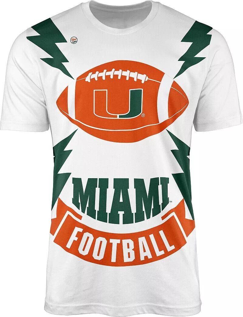 

Мужская белая футболка с футбольными болтами Dyme Lyfe Miami Hurricanes