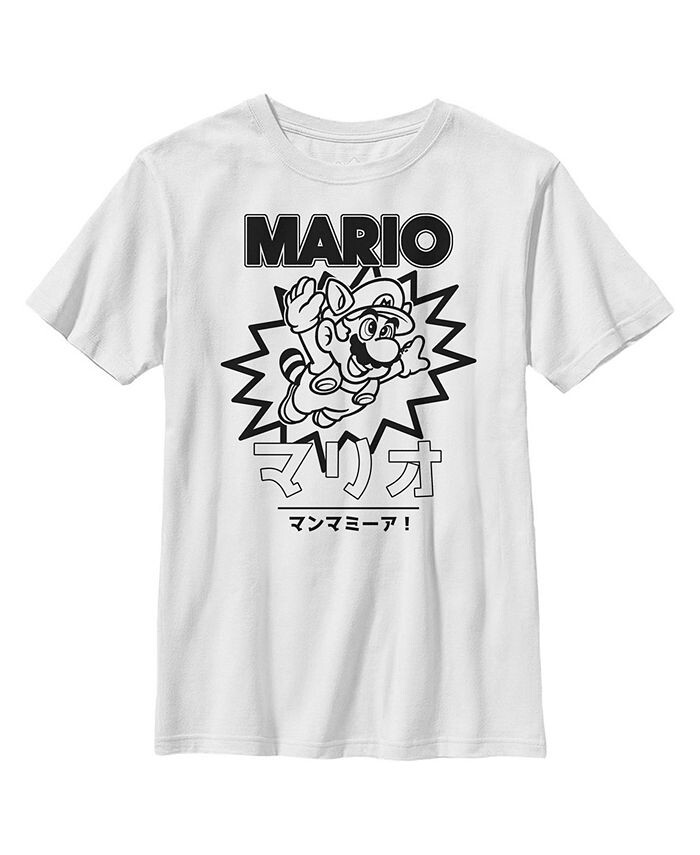 

Черно-белая детская футболка Super Mario Raccoon для мальчика Nintendo, белый