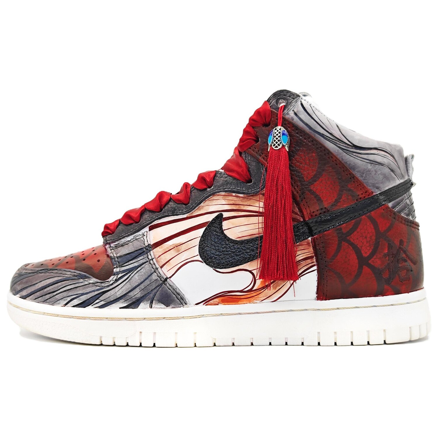 

Кроссовки Nike Dunk Skateboarding Shoes Unisex High-top Red/white/black/gray, черный/красный