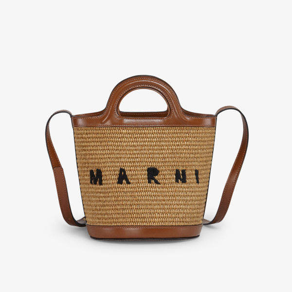 Миниатюрная сумка через плечо Tropicalia из смесового хлопка Marni, цвет raw sienna цена и фото