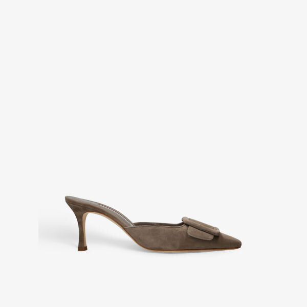 

Мюли Maysale 70 на каблуке, украшенные пряжками Manolo Blahnik, коричневый