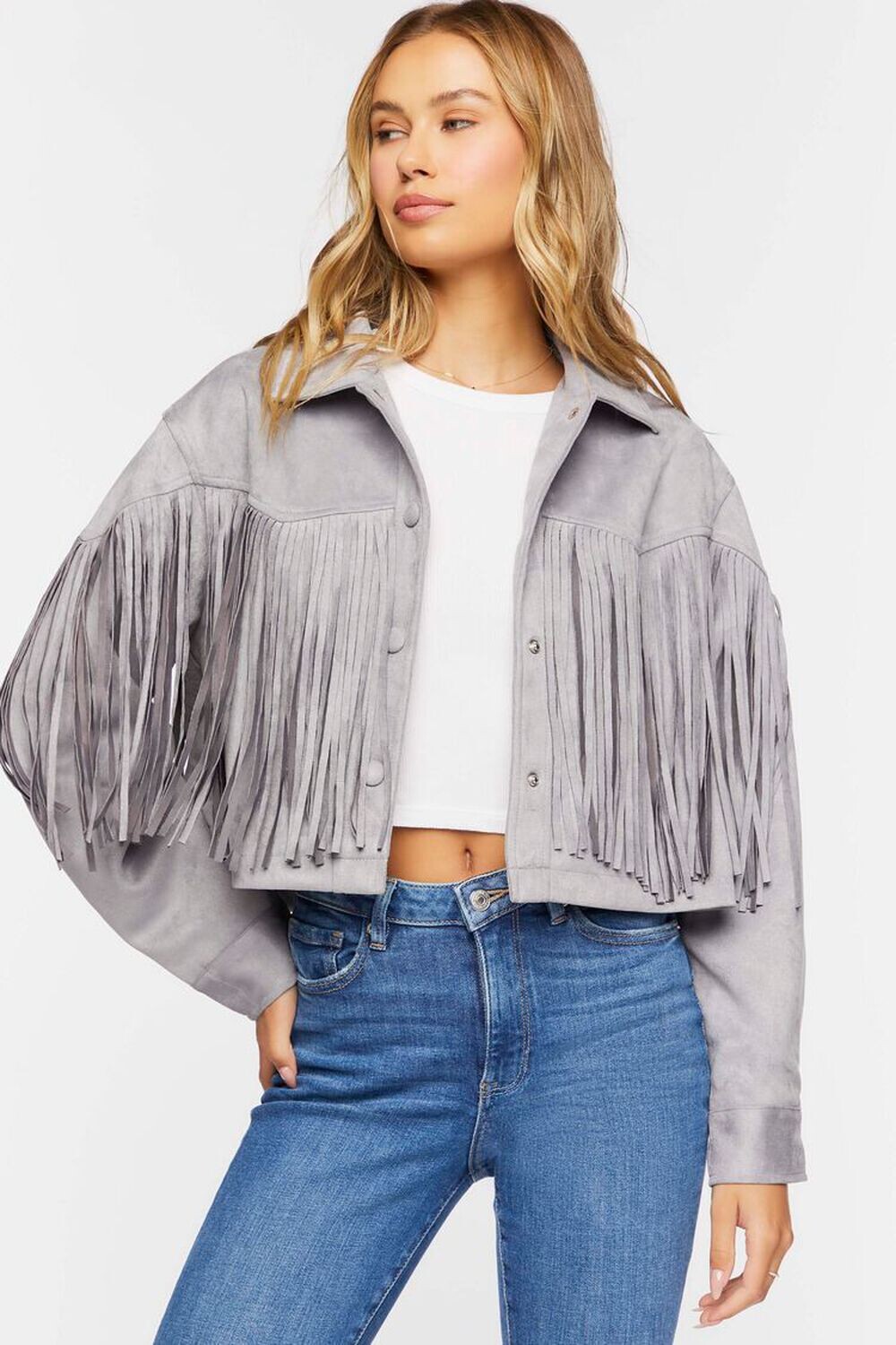 

Куртка Trucker из искусственной замши с бахромой Forever 21