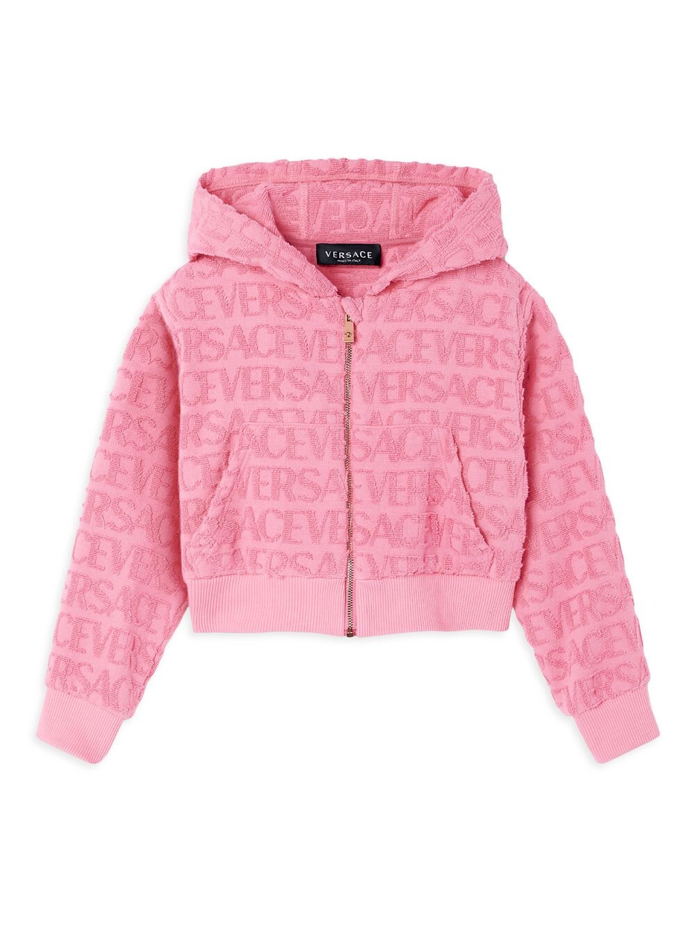 

Худи на молнии из махровой ткани с логотипом Little Girl's & Girl's Versace