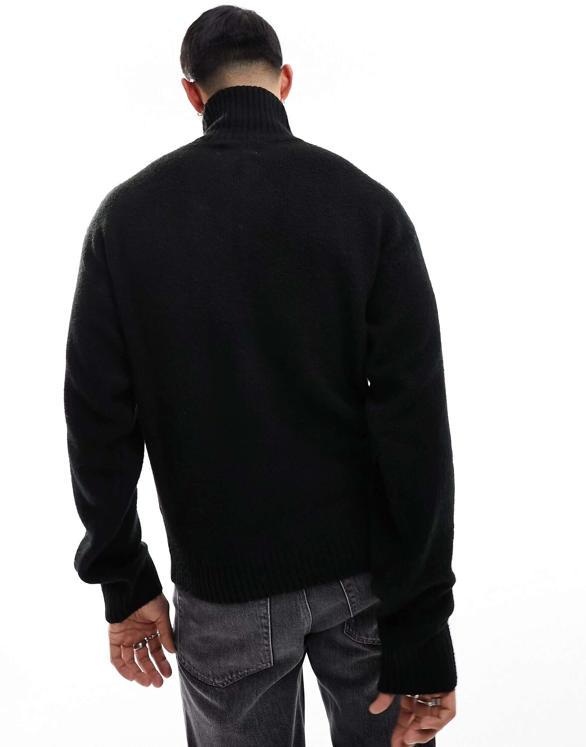 

Черный джемпер оверсайз с молнией 1/4 Jack & Jones