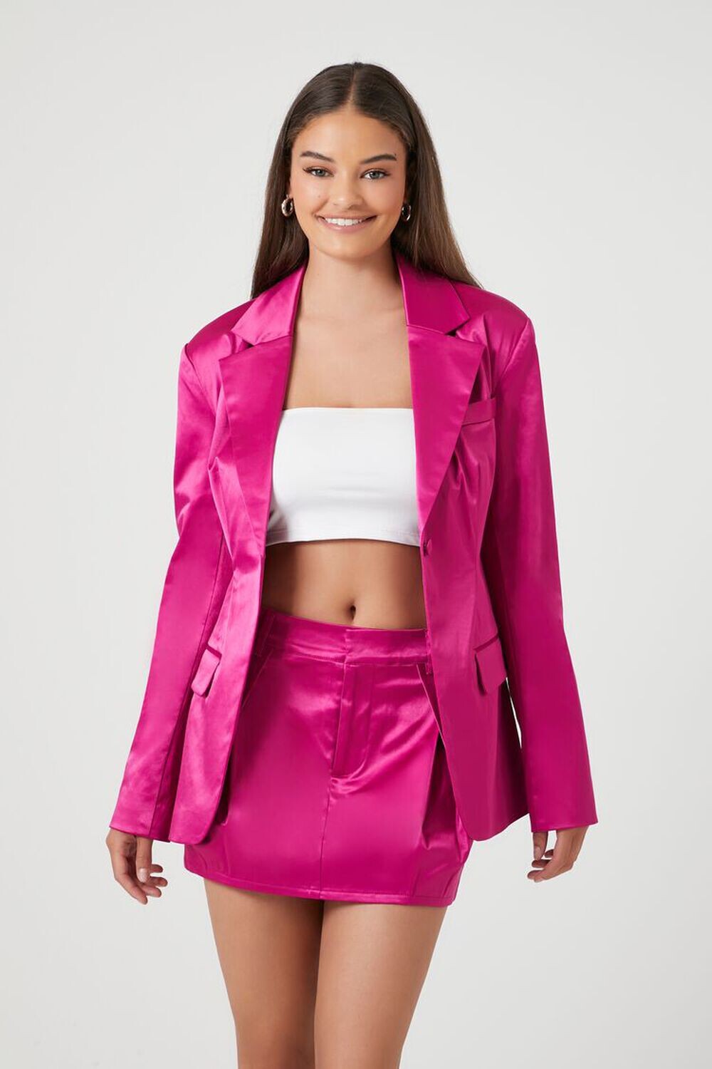 

Атласная мини-юбка Forever 21, фуксия