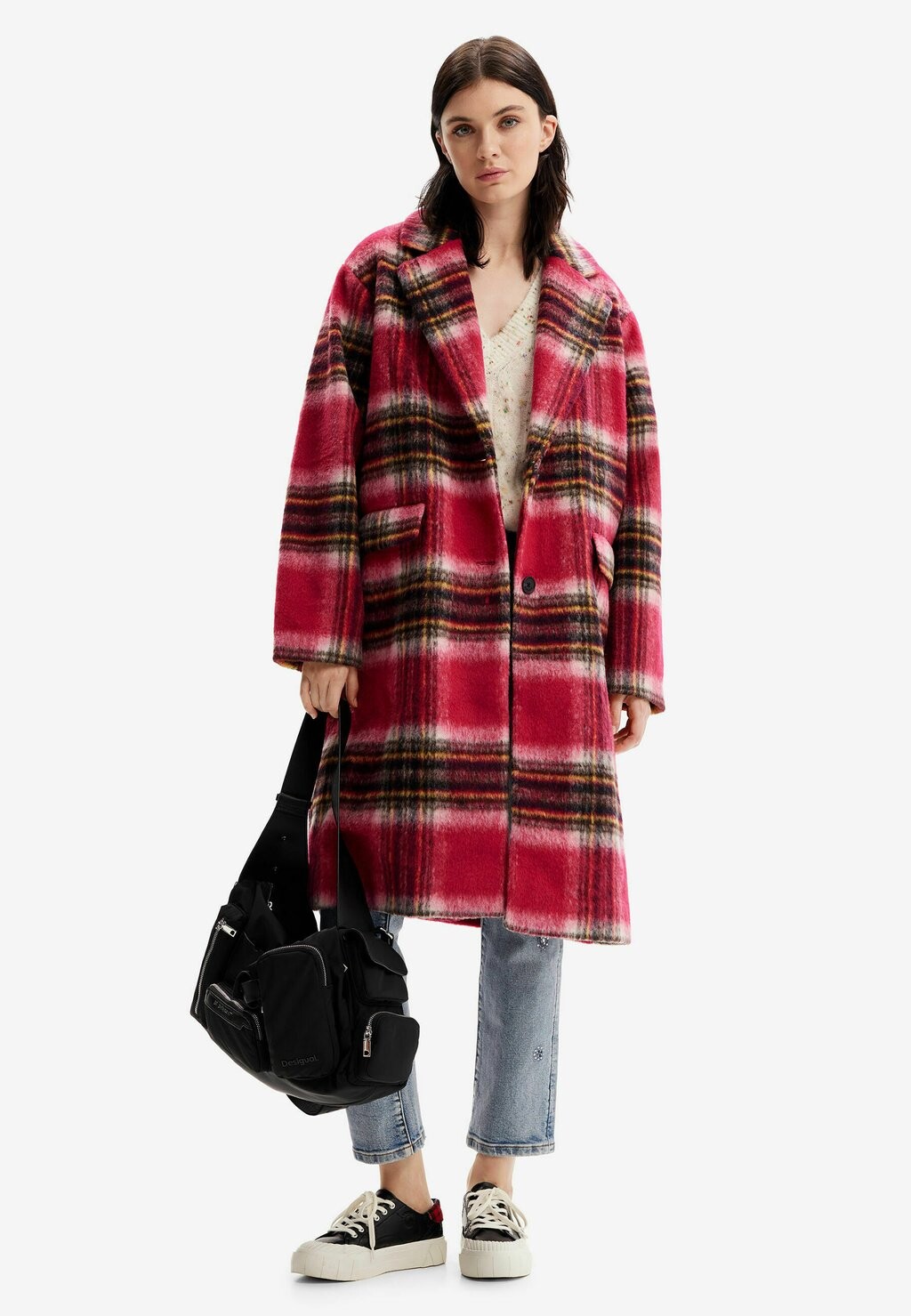 Классическое пальто Plaid Desigual, красный