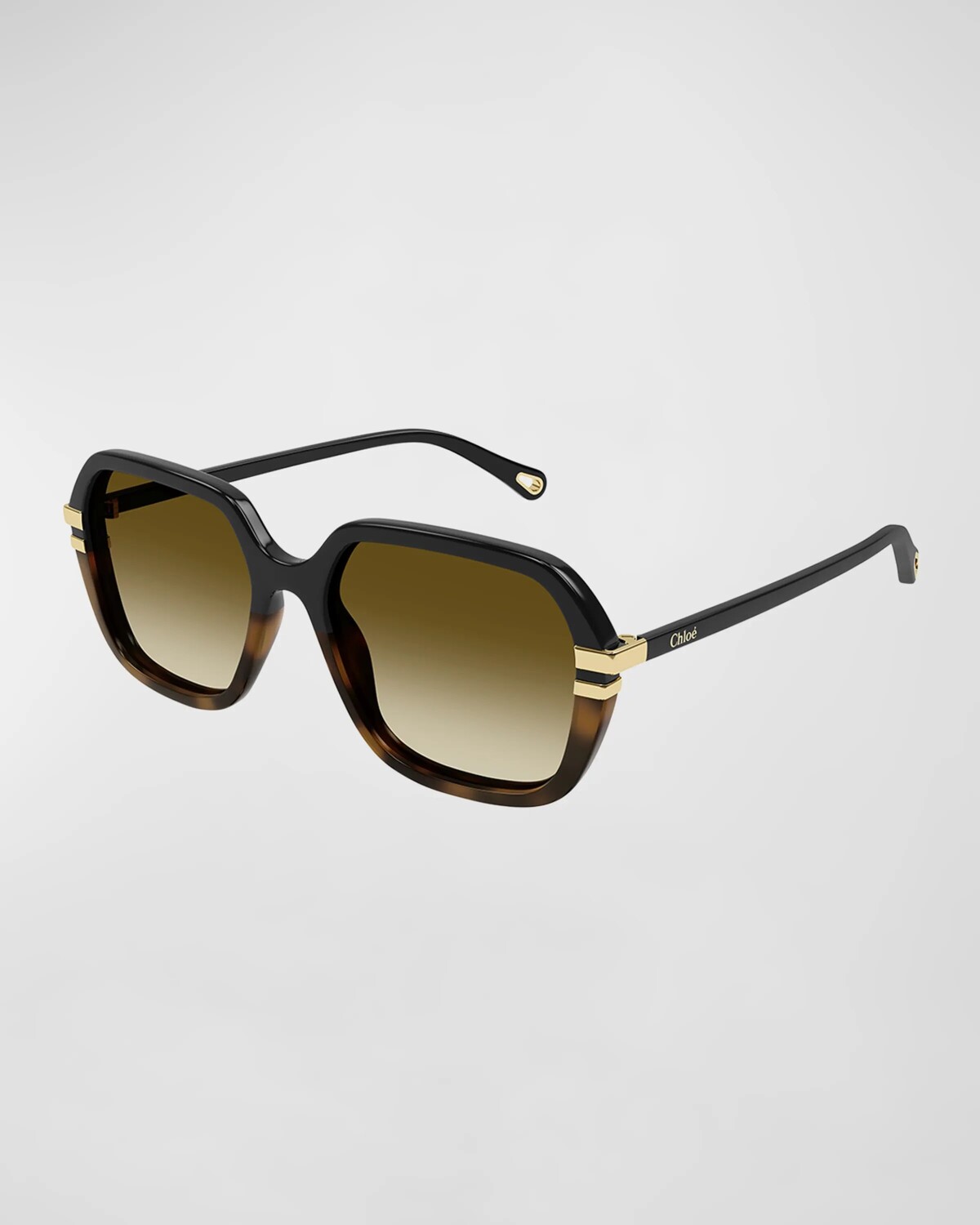 

Круглые солнцезащитные очки из ацетата Chloé, цвет Shiny Solid Black Shiny Medium Havana