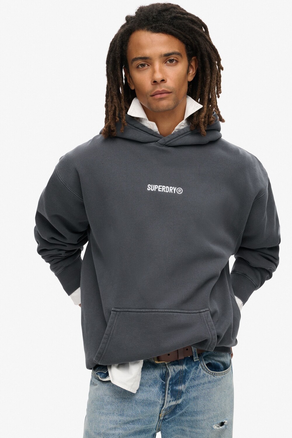 

Свободная толстовка с капюшоном и микрологотипом Superdry, черный