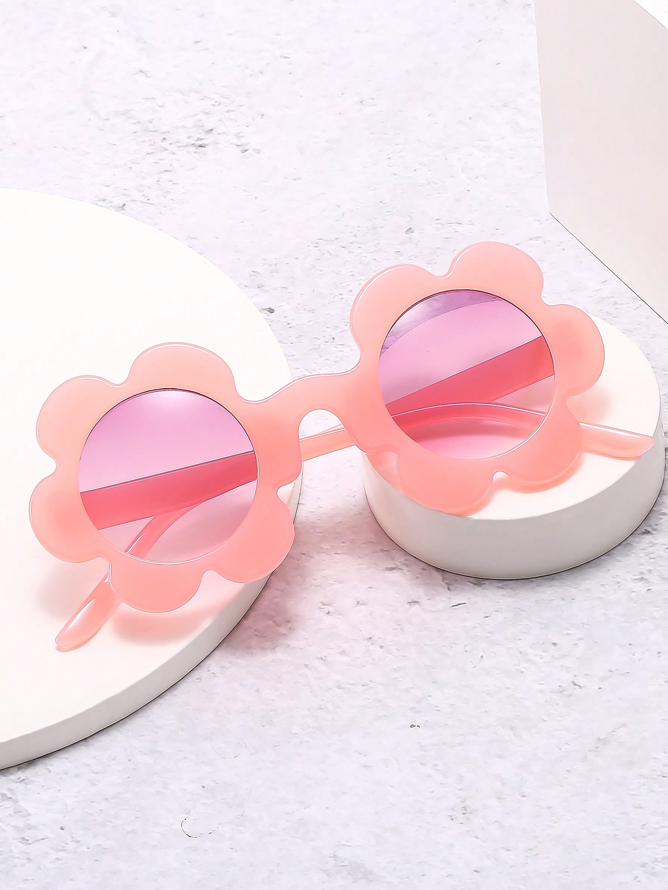 1шт 2024 Цветочный дизайн Новое поступление желе-розовые солнцезащитные очки для женщин