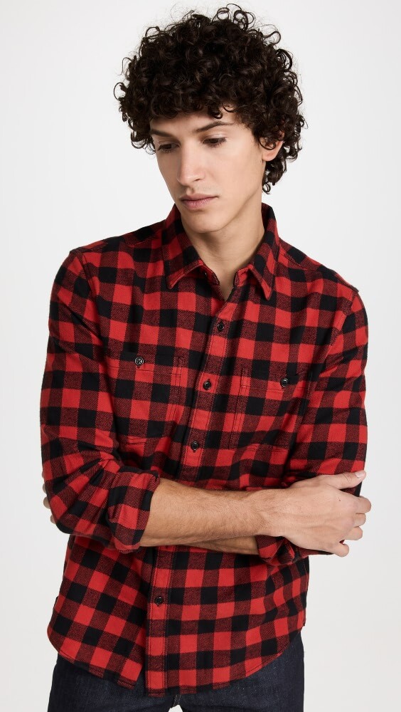 

Рубашка Alex Mill Flannel Work Shirt in Buffalo Plaid, красный