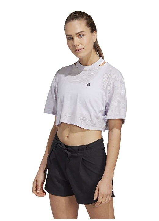 

Однотонная фиолетово-синяя женская футболка с круглым вырезом Adidas