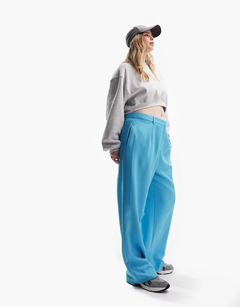 

Свободные брюки свободного кроя для мальчика на каждый день ASOS Curve ярко-бирюзового цвета
