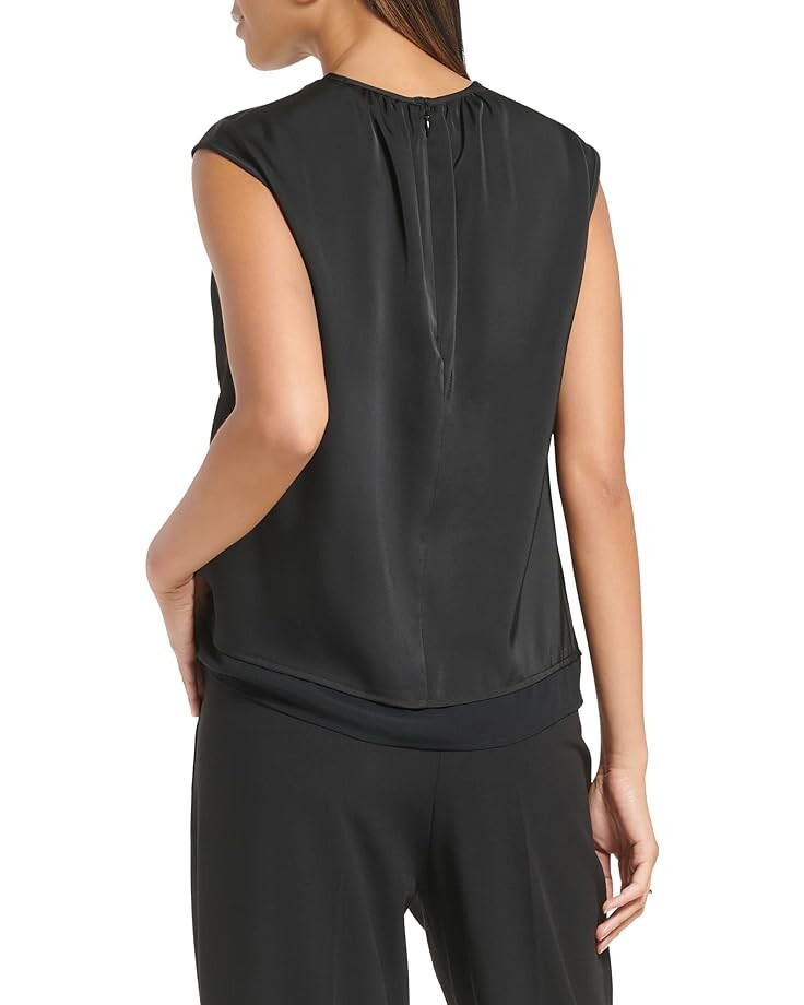 Топ Calvin Klein Sleeveless Twist Neck Top, черный