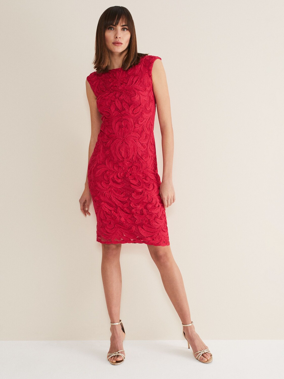 

Платье Phase Eight Tania Tapework, малиновый