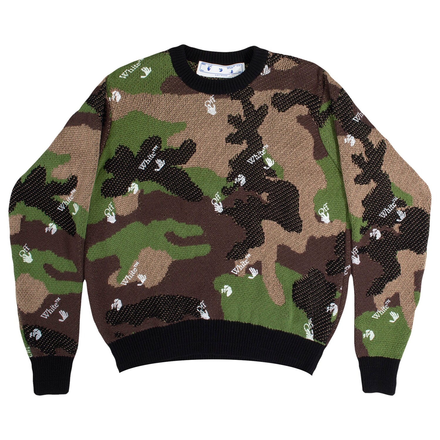 

Off-White Logo Камуфляжный трикотаж с круглым вырезом Camo