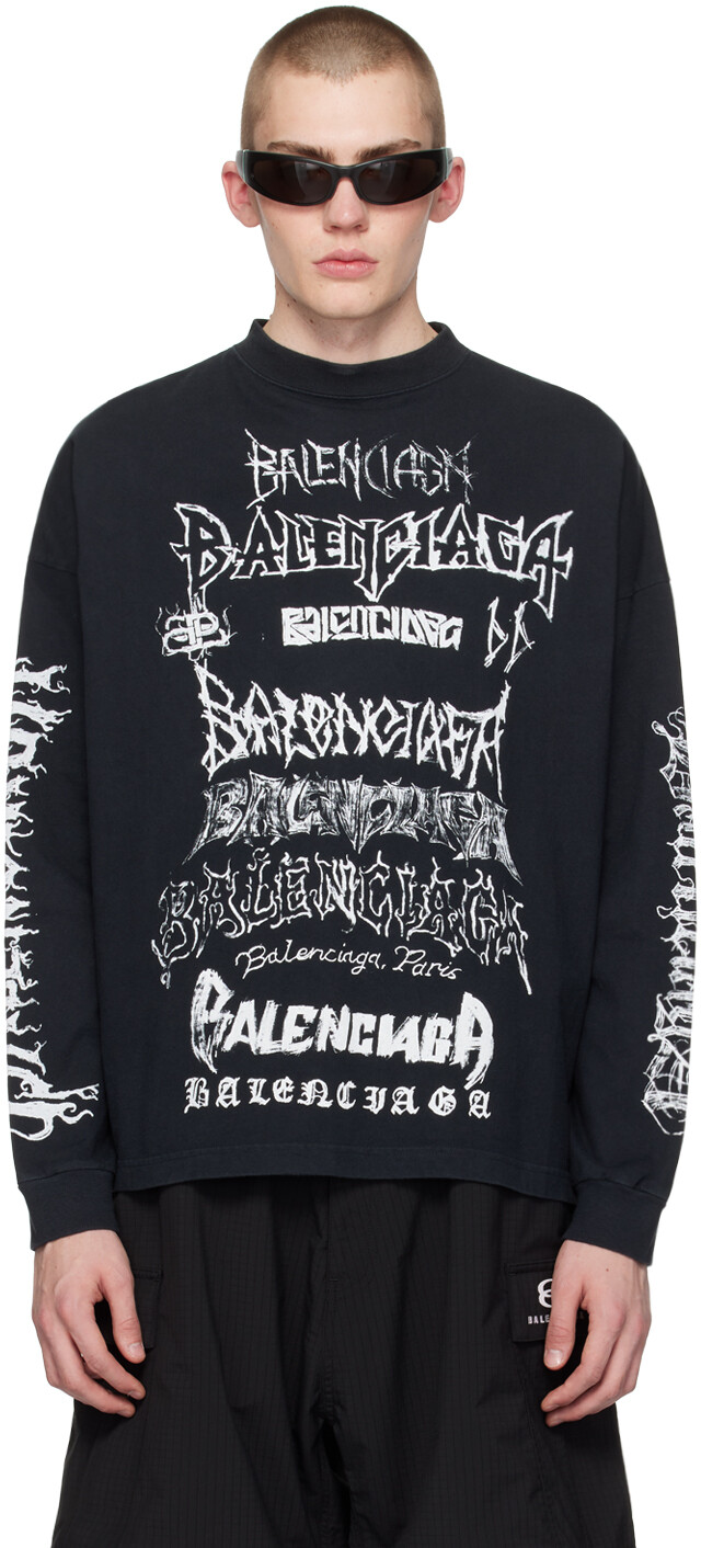 

Черная футболка с длинным рукавом из металла своими руками Balenciaga, цвет Faded black/White