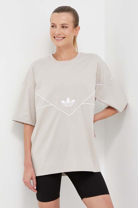 

Хлопковая футболка adidas Originals, бежевый