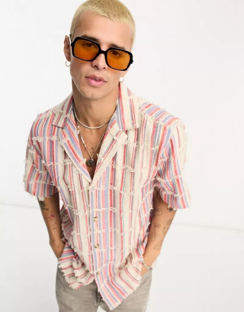 

Рубашка в полоску с потертостями Reclaimed Vintage, ограниченная серия