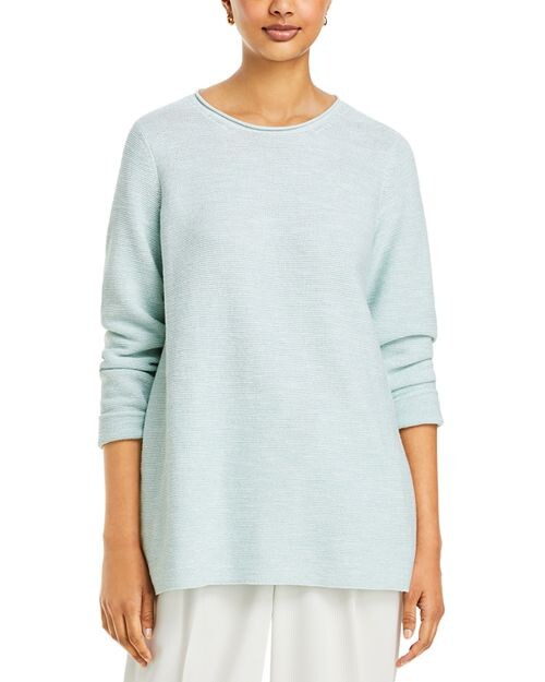 

Топ-туника из хлопка мелованной вязки Eileen Fisher, цвет Green