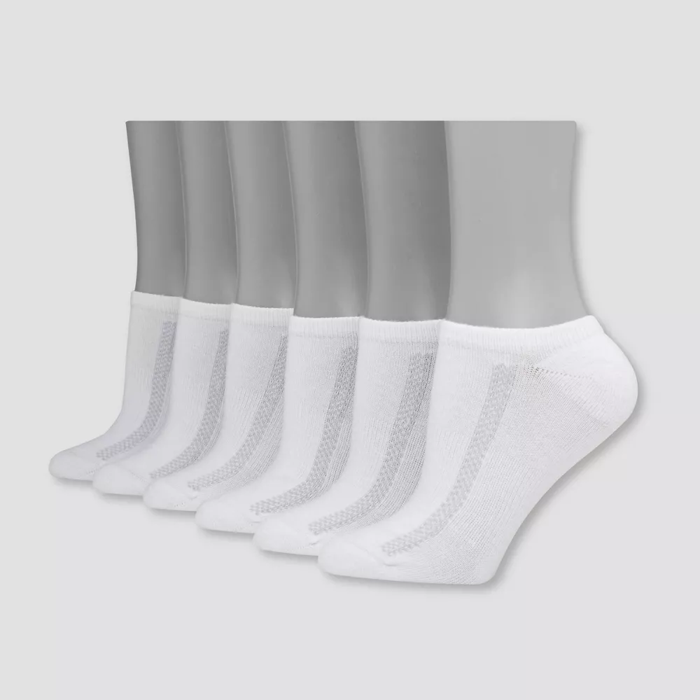 

Носки Hanes Premium Women's 6pk Heel Toe Cushion с поддержкой свода стопы, не показываемые, цвет White