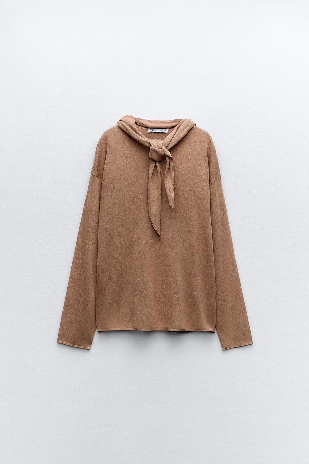 

Трикотажный топ с шарфом ZARA, темно-розовый