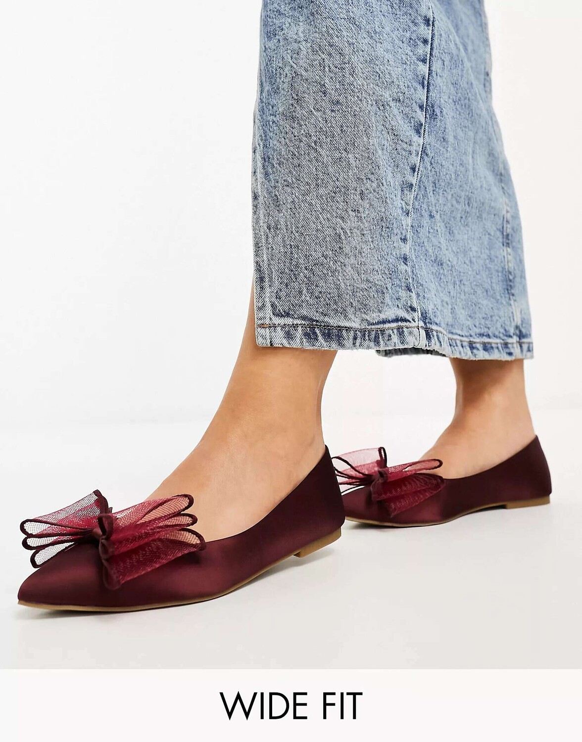 

Бордовые балетки с широкими бантиками ASOS Lila