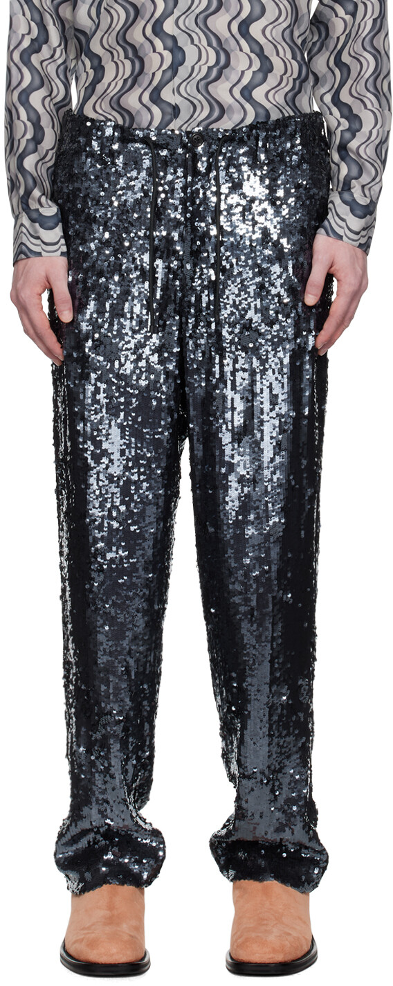 

Синие брюки с украшением Dries Van Noten