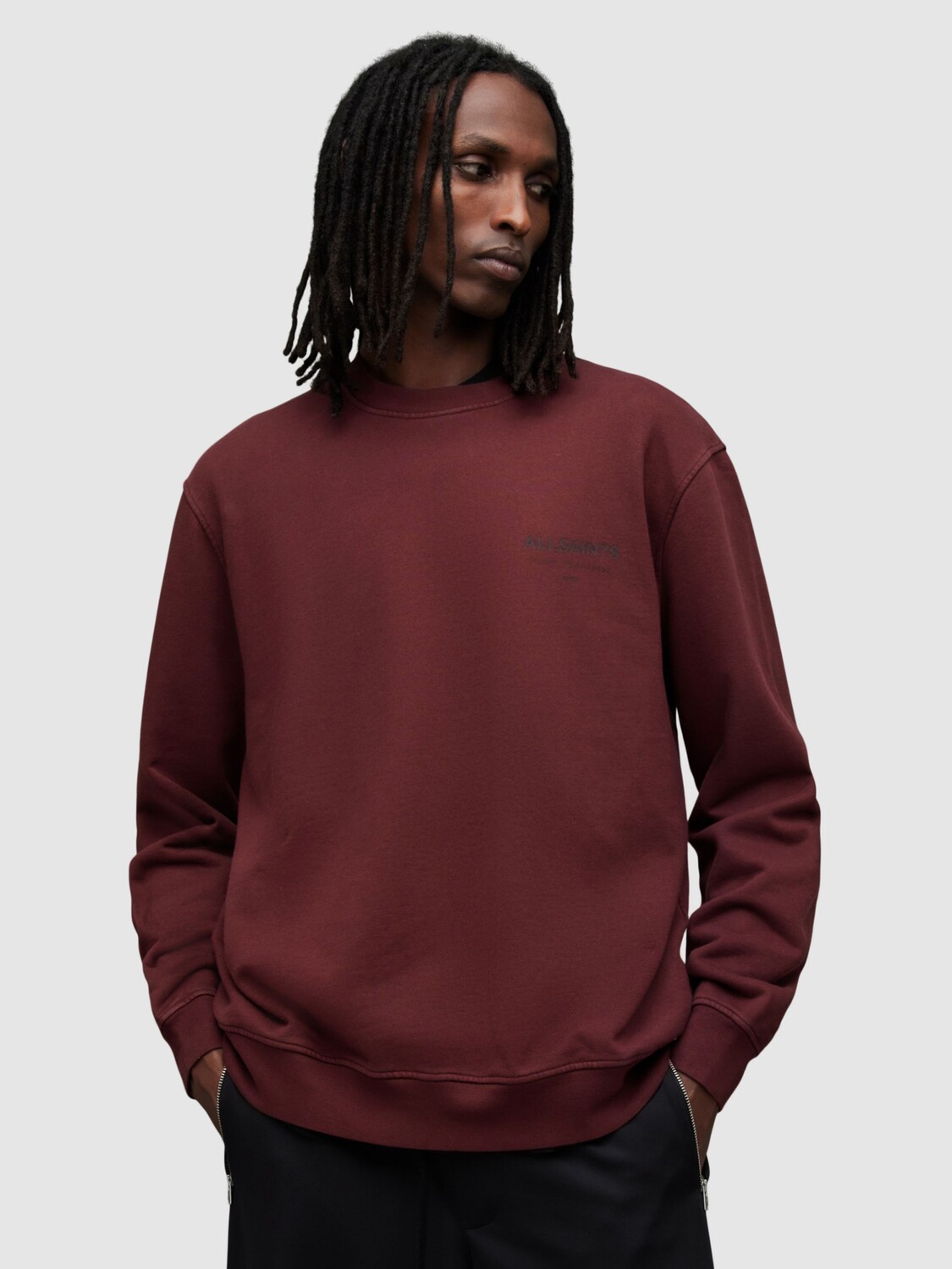 

Толстовка с круглым вырезом Underground AllSaints, марс красный