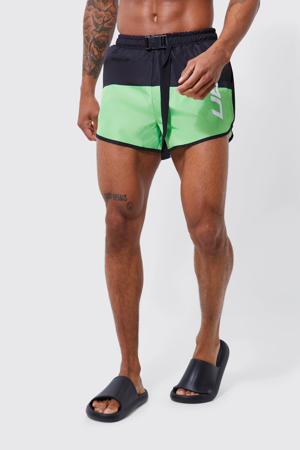 

Шорты для плавания runner man Boohoo, черный