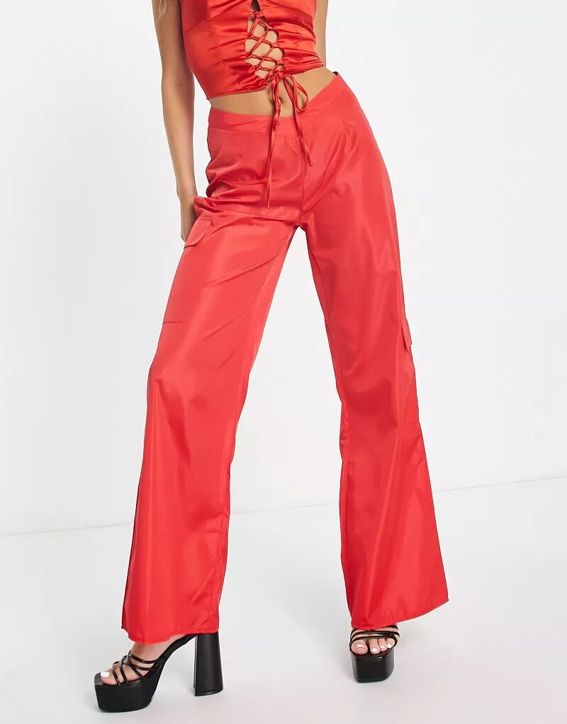 Красные брюки карго с v-образным вырезом Public Desire public