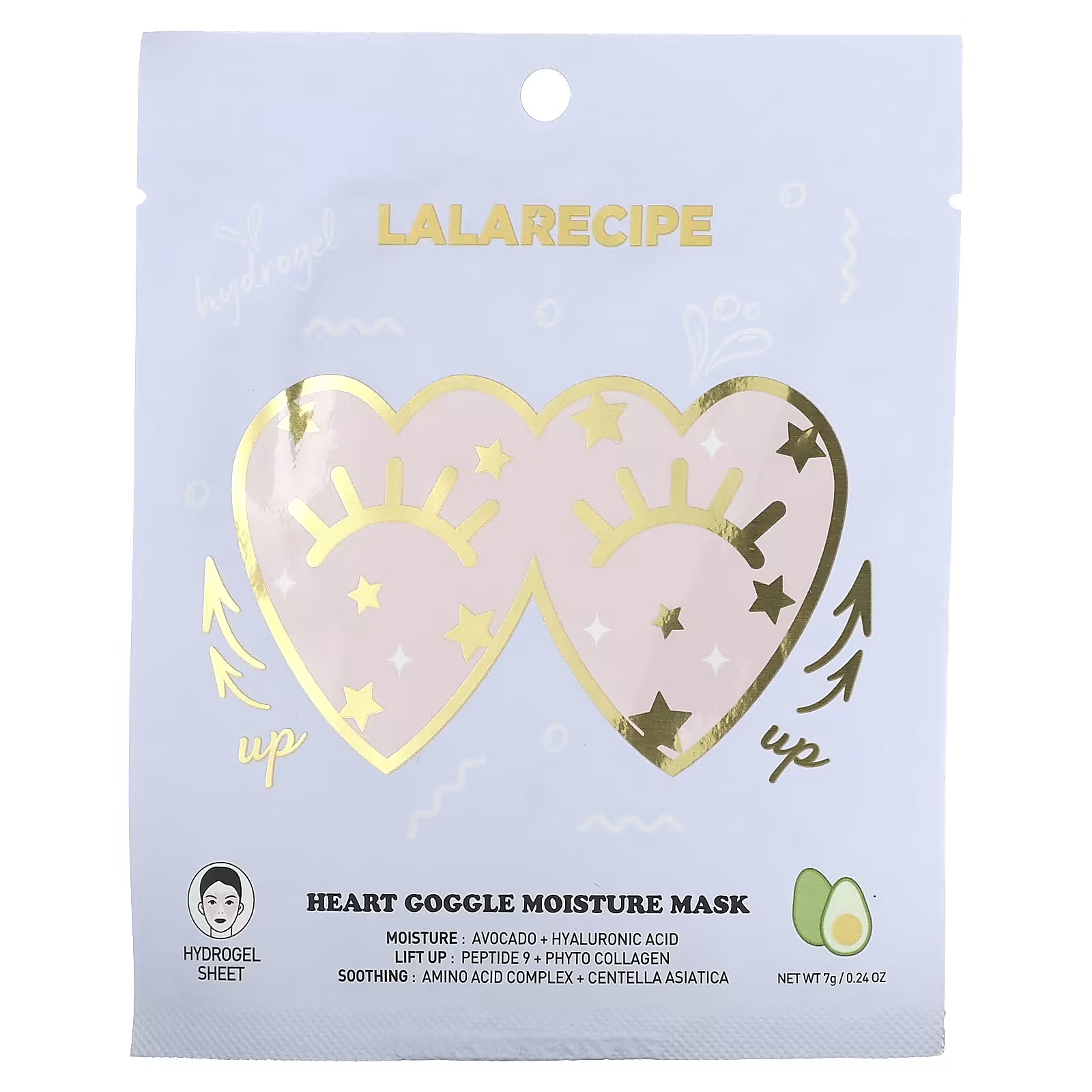 Маска Lalarecipe Heart Goggle Moisture маска для сияния кожи вокруг глаз lalarecipe heart goggle brightening mask 7 гр