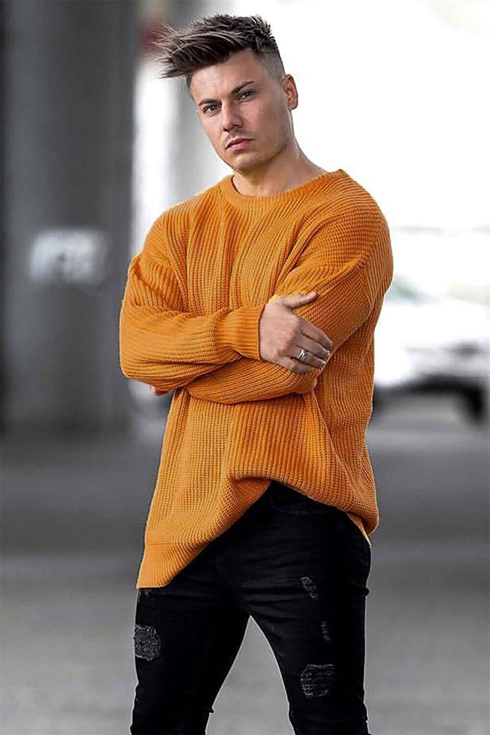 

Горчичный вязаный свитер Crew Neck 4518 MADMEXT