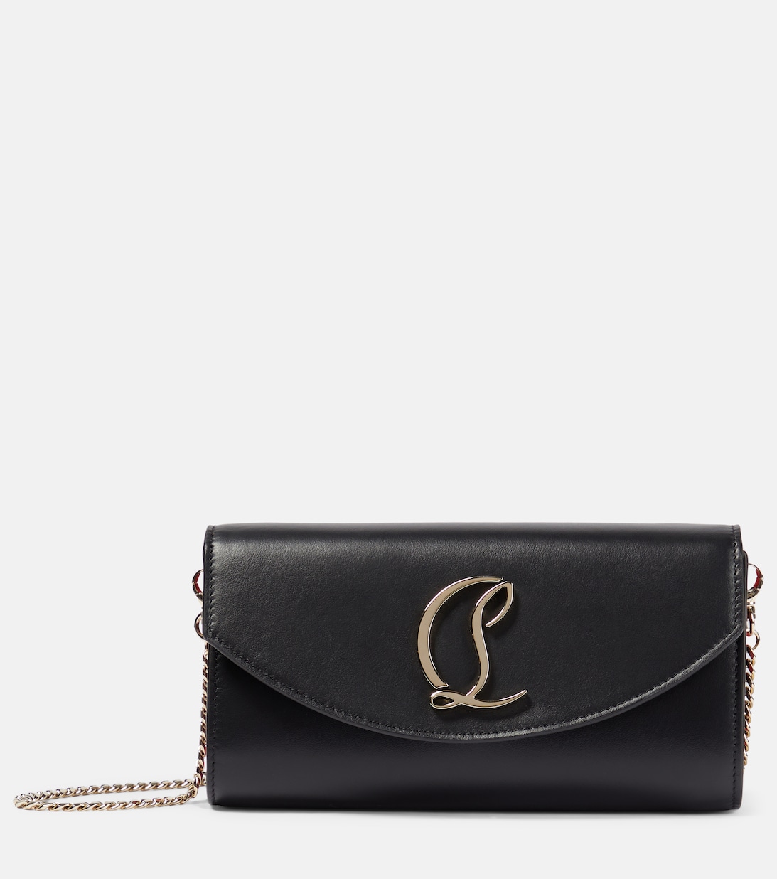 Кожаный кошелек на цепочке Christian Louboutin, черный цена и фото