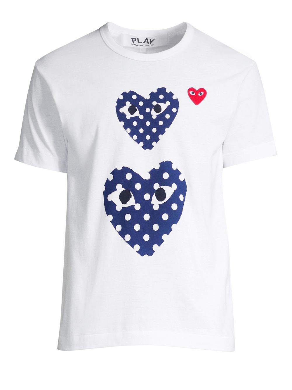 Футболка с двойным сердечком в горошек Comme des Garçons PLAY, белый футболка comme des garçons play с двойным сердечком цвет белый