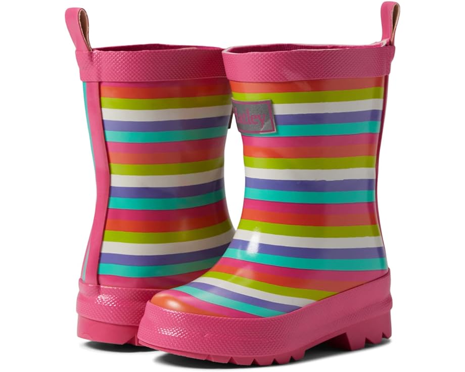 Ботинки Hatley Rainbow Stripes Shiny Rain Boots, розовый ботинки hatley shiny rain boots темно синий