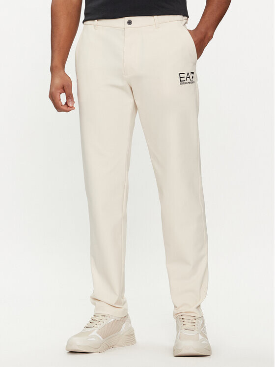 

Тканевые брюки стандартного кроя Ea7 Emporio Armani, экрю
