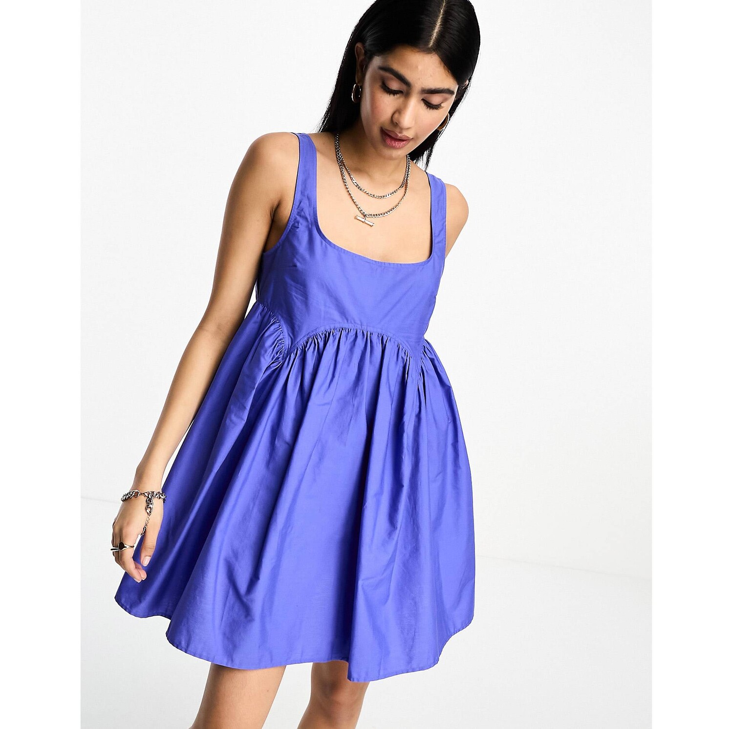 

Кобальтовый сарафан мини с квадратным вырезом ASOS DESIGN