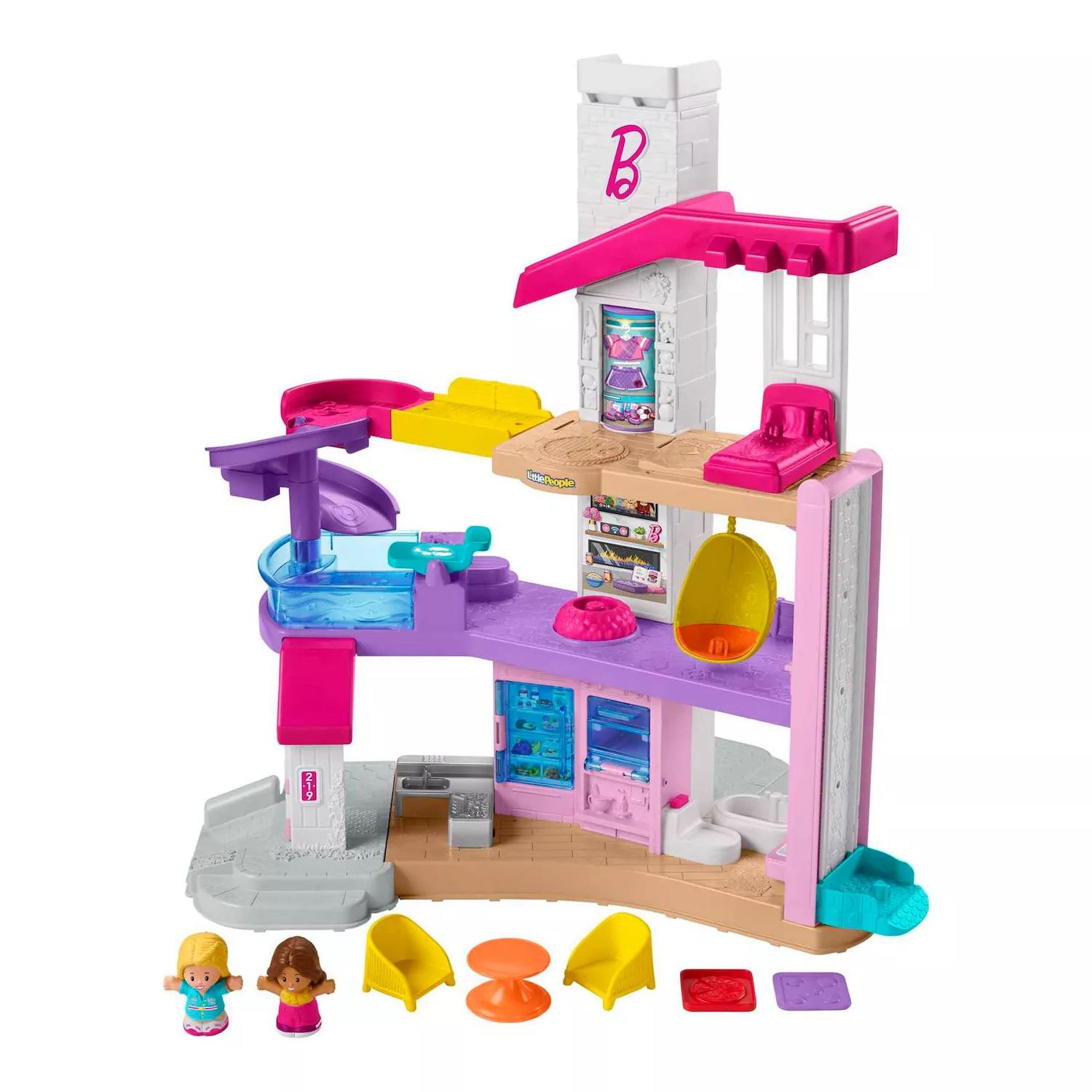 

Игровой набор Fisher-Price Little People Barbie со светом и музыкой, Little DreamHouse, игрушка для малышей, 7 игровых предметов Fisher-Price