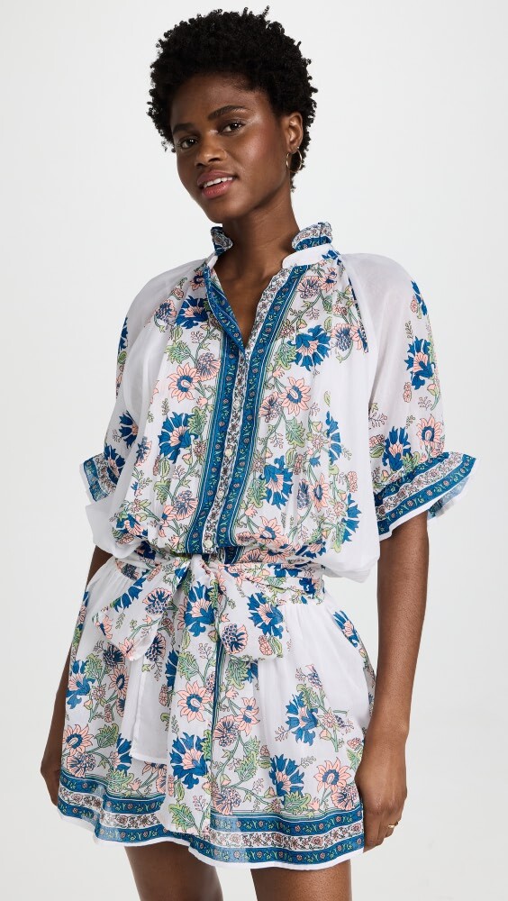 

Платье Juliet Dunn Blouson in Rose Border Print, белый