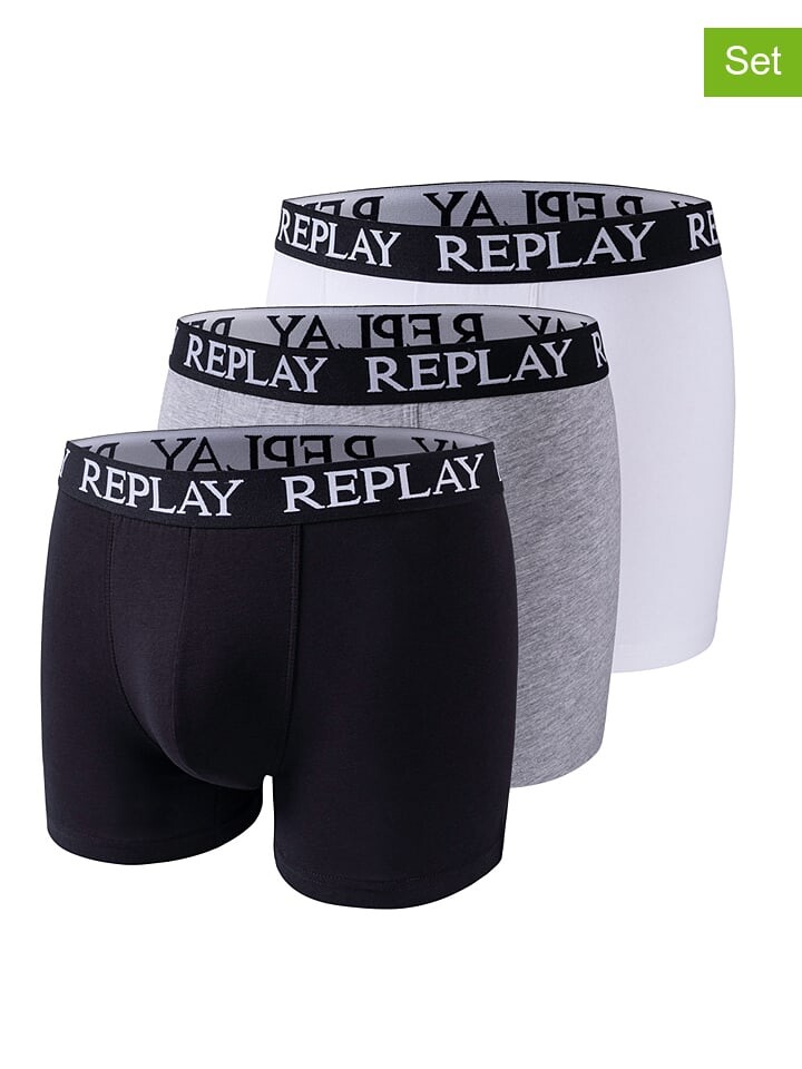 

Боксеры Replay 3er Set, цвет schwarz/grau/weiß