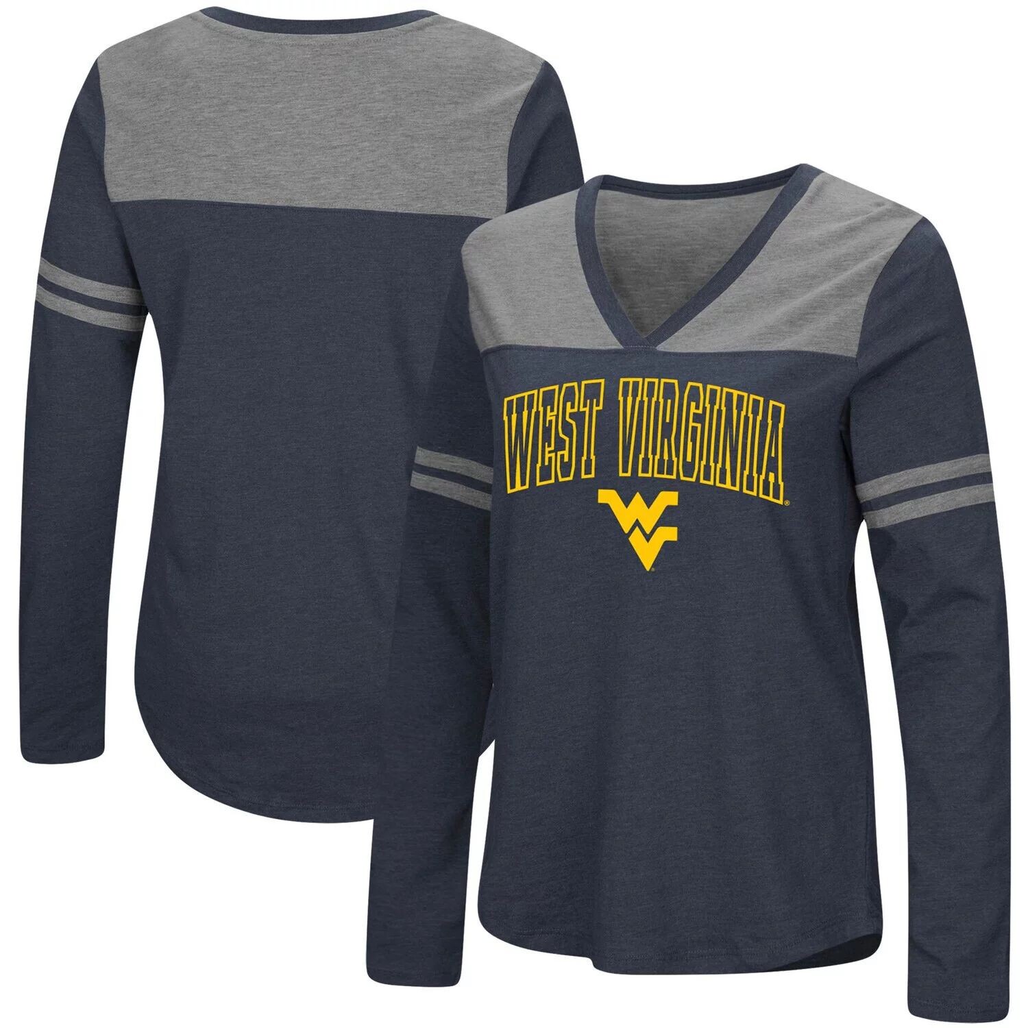 

Женская футболка Colosseum Navy West Virginia Mountaineers Core Heritage Arch с логотипом и v-образным вырезом с длинными рукавами Colosseum