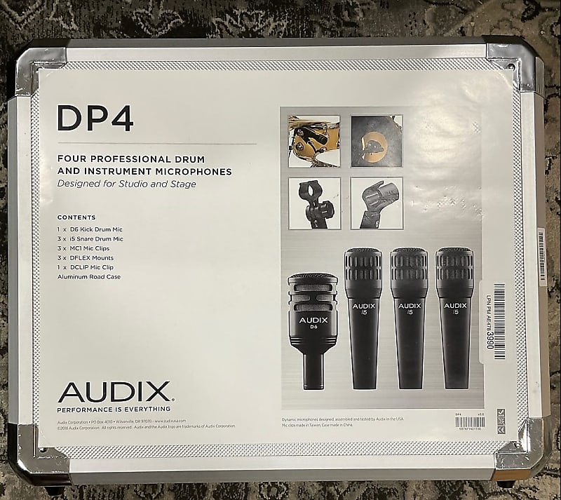 Комплект микрофонов Audix DP4 4-Piece Drum Mic Pack with Case, Clips tascam tm drums комплект микрофонов 4 штуки для ударных инструментов