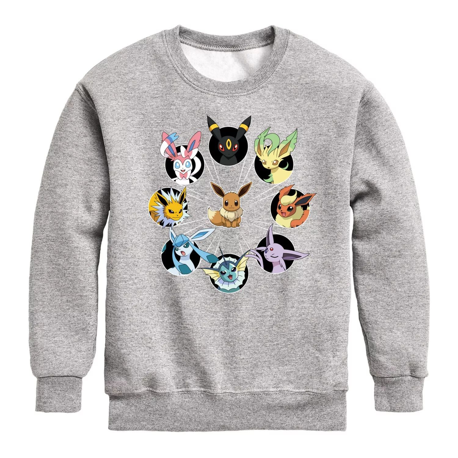 

Флисовая толстовка с рисунком Pokemon Eevee Evolution для мальчиков 8–20 лет Licensed Character, серый
