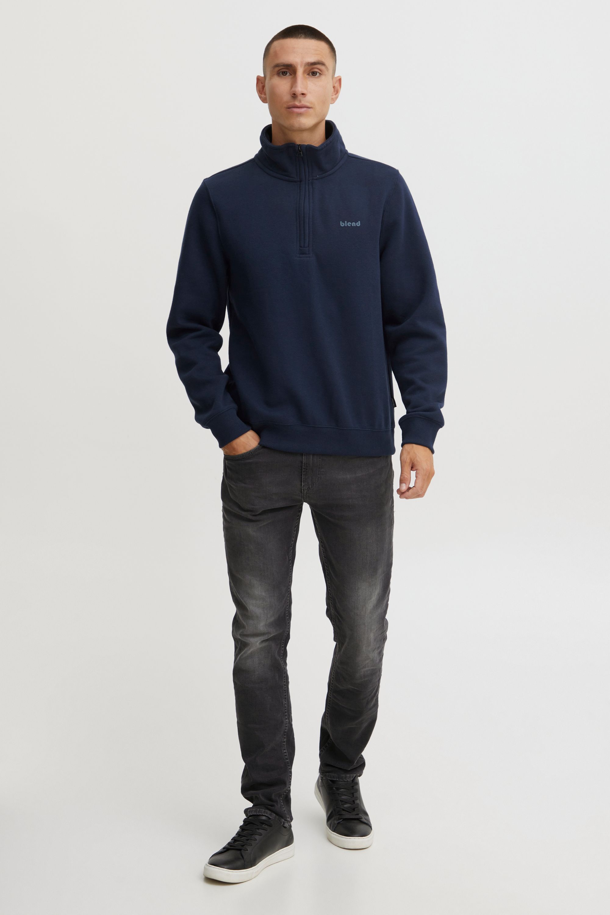 Пуловер BLEND Troyer Halfzip sweatshirt 20714493, синий