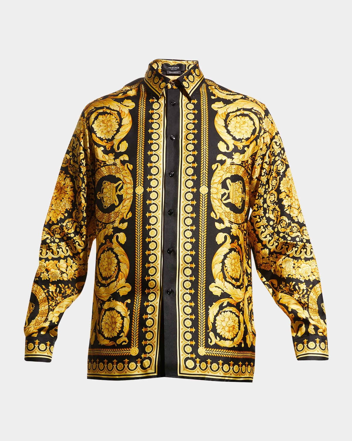 

Мужская шелковая спортивная рубашка Barocco Versace, черный/золотой