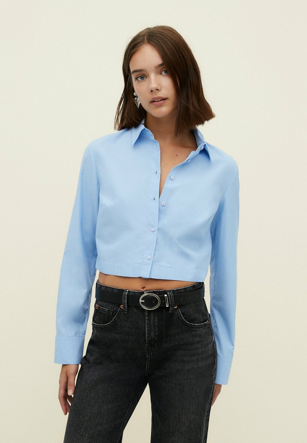 

Рубашка Short Poplin Stradivarius, цвет light blue